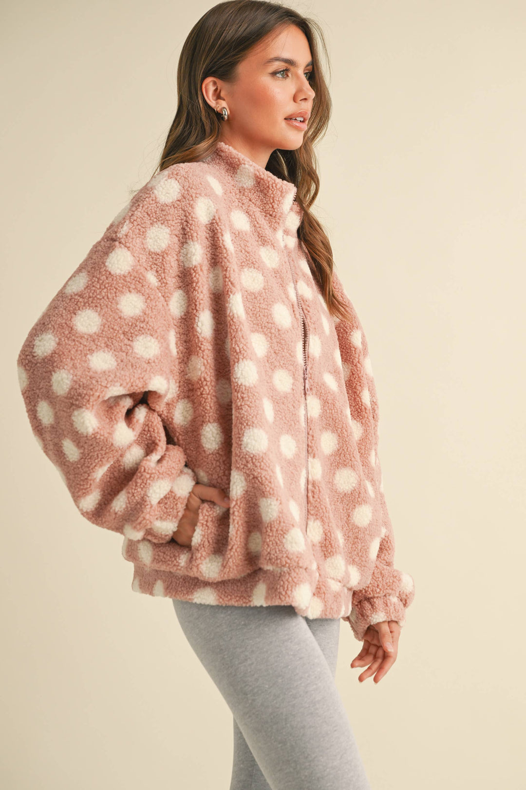 Polka Dot Teddy Bear Zipper Jacket
