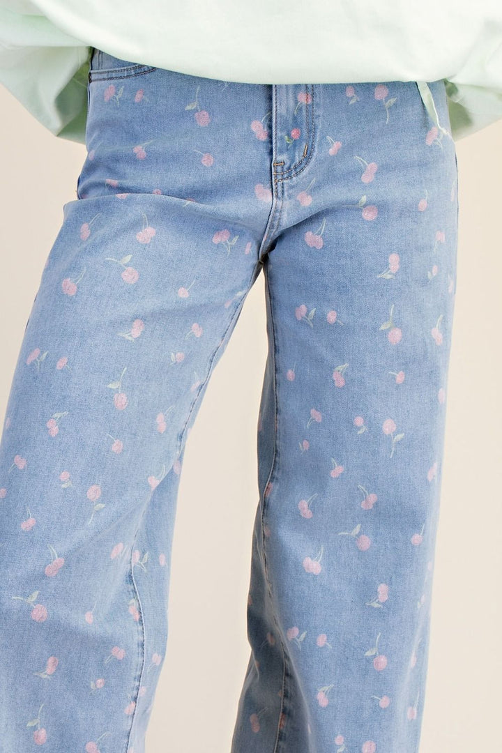 Cherry Printed Twill Pants