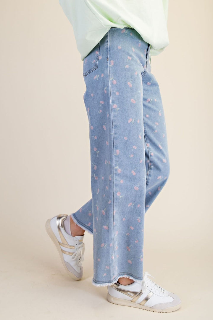 Cherry Printed Twill Pants