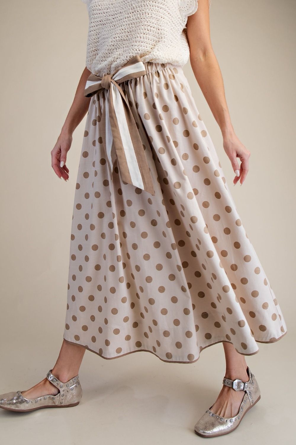 Tie Linen Flare Maxi Skirt