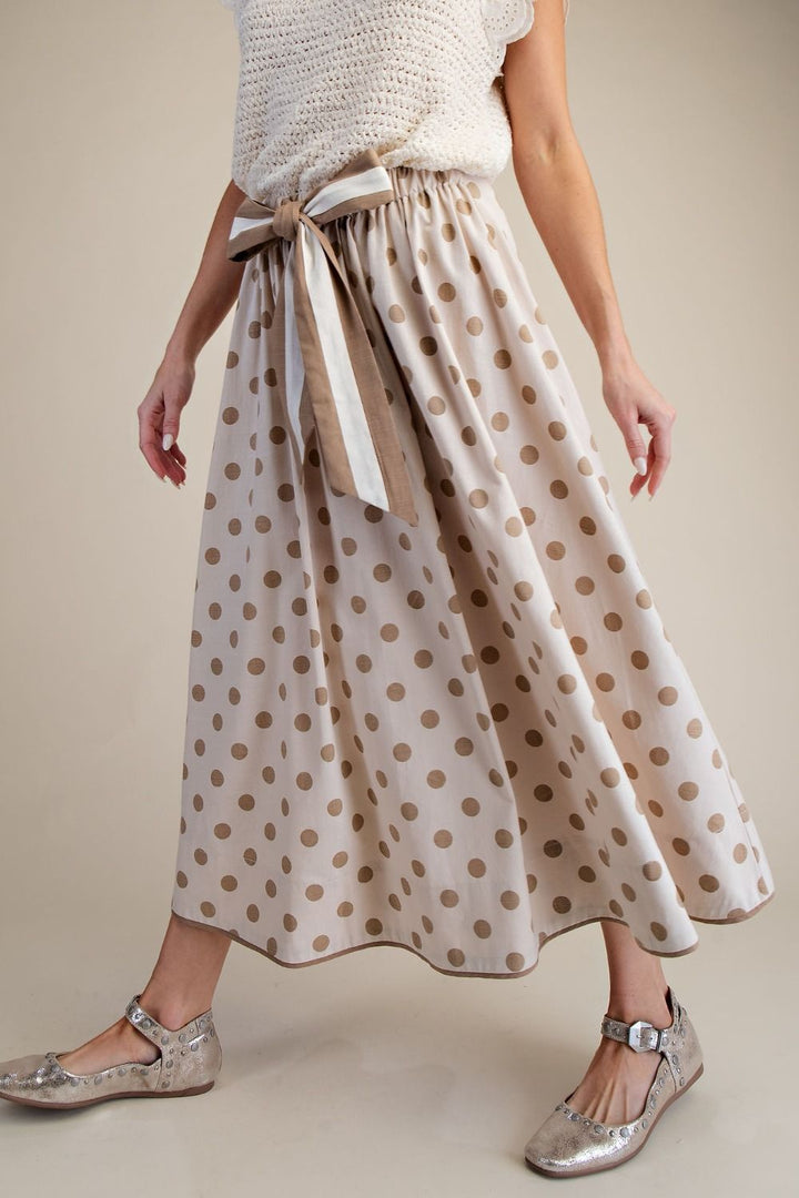 Tie Linen Flare Maxi Skirt