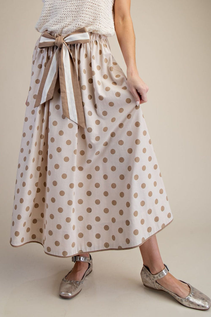 Tie Linen Flare Maxi Skirt