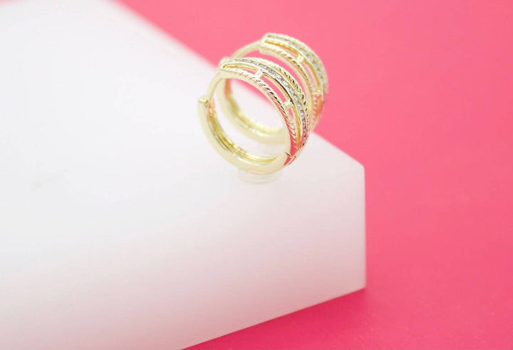 18K Gold Filled Slim Designed Huggies Pave Earrings With Micro CZ Cubic Zirconia Stones