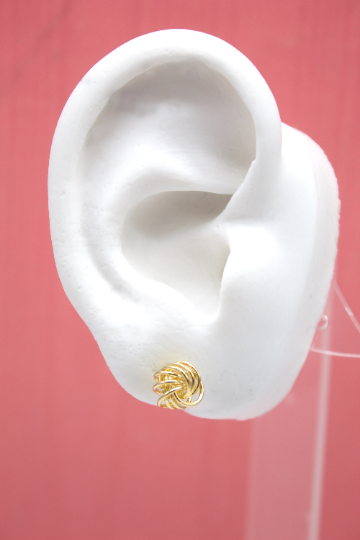 18K Gold Filled Golden Wire Knot Rings Stud Earrings