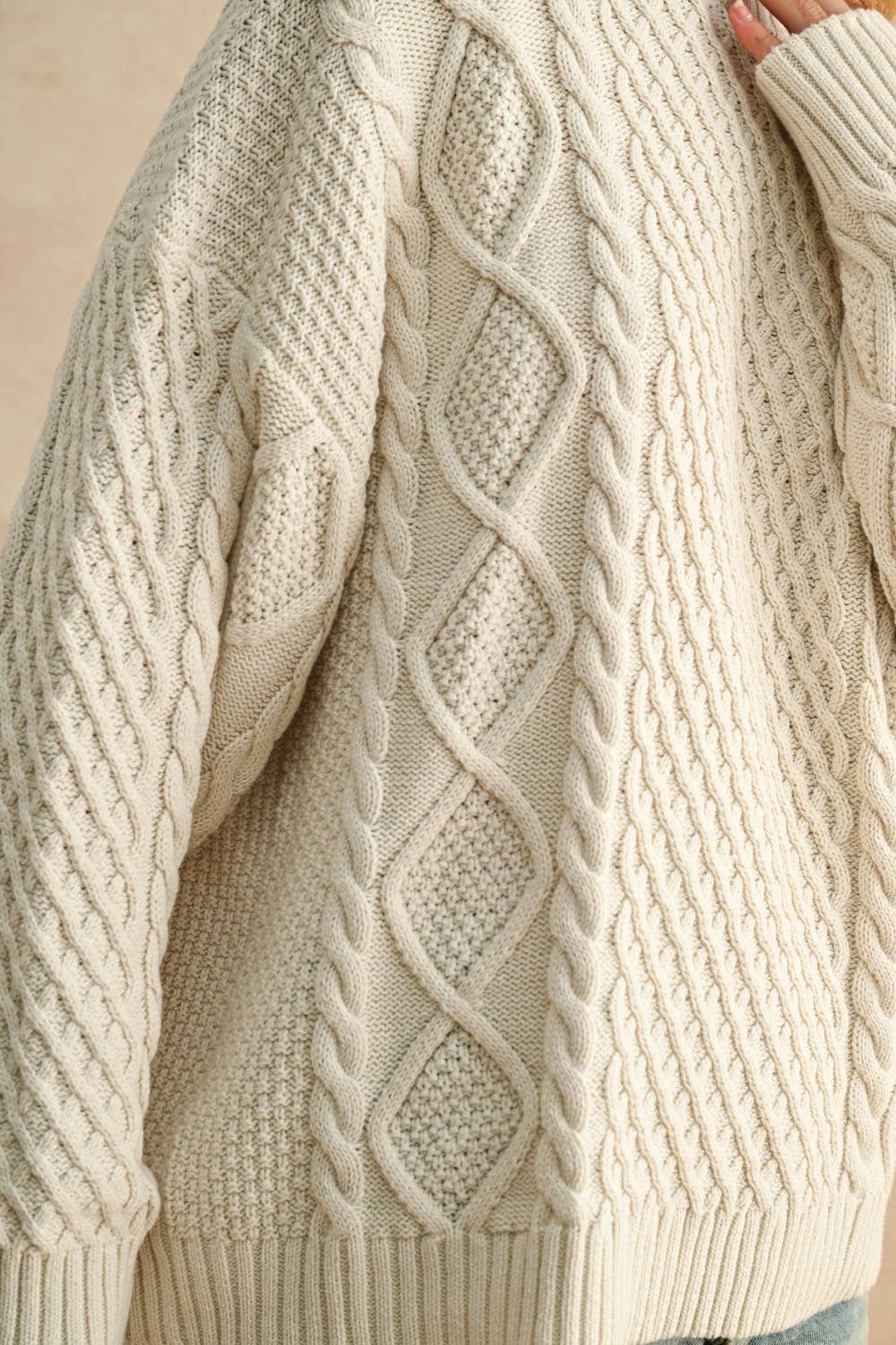 Round Neck Cable Knitted