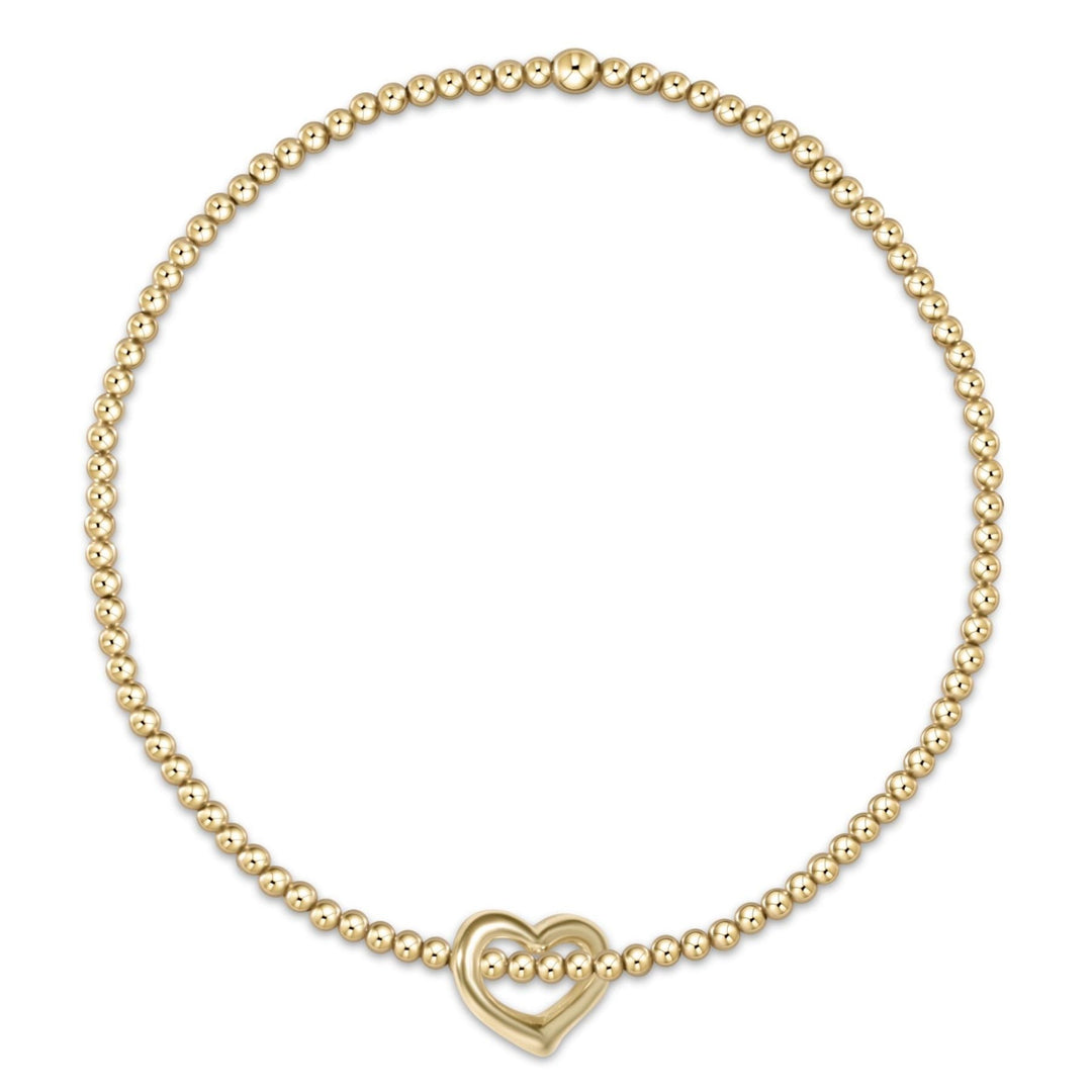 Enewton Egirl Classic Gold 2MM beaded bracelet with open heart love charm centerpiece