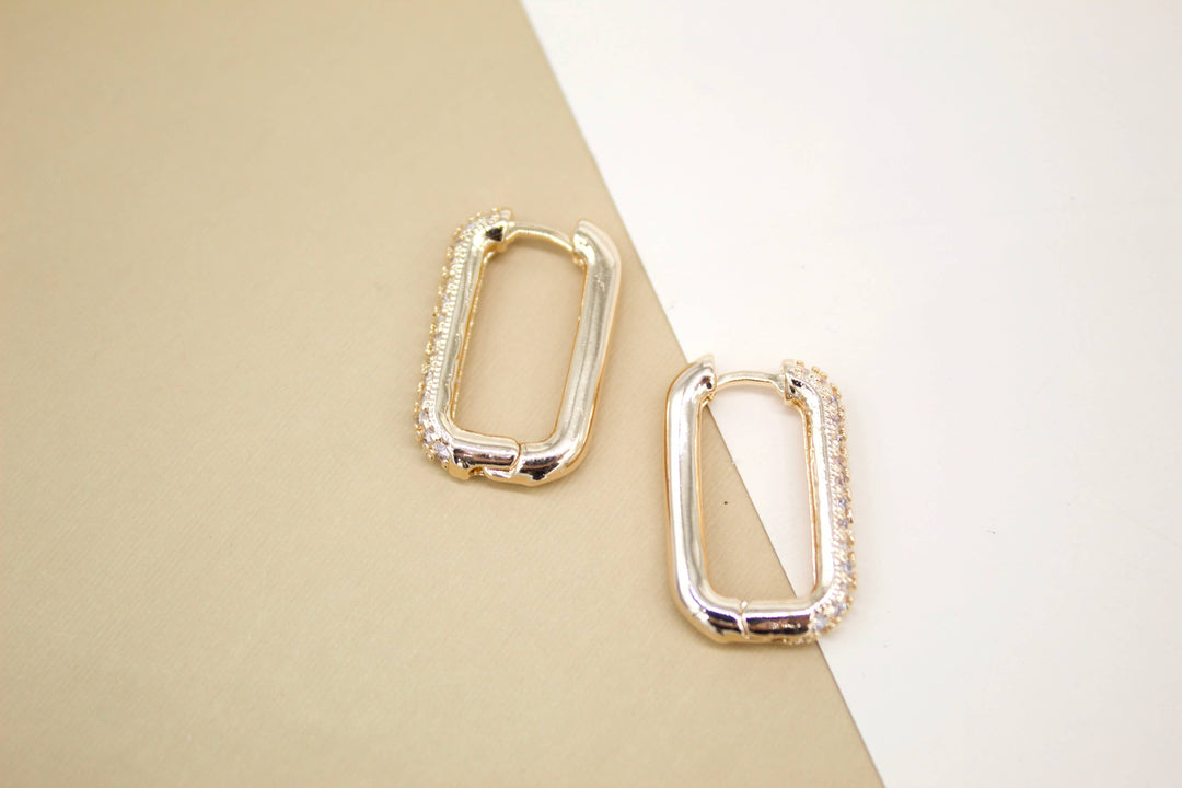 18K Gold Filled CZ Pave Huggies Earrings