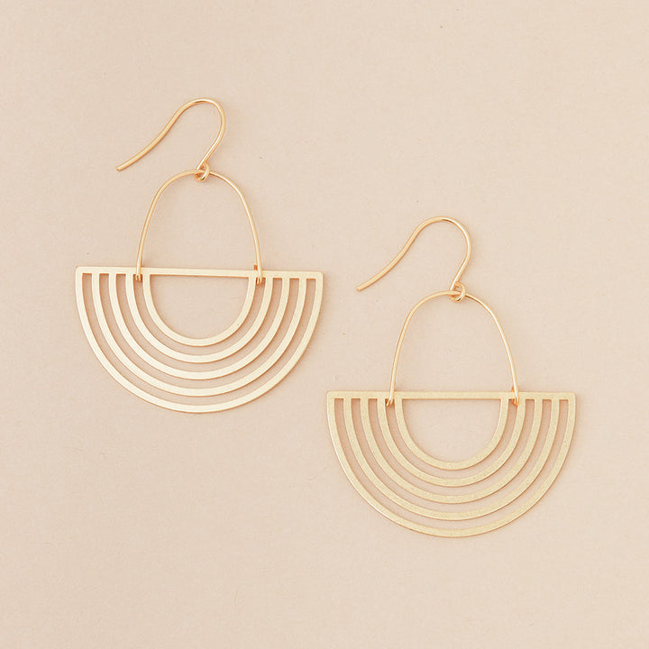 Scout Refined Earring Collection Solar Rays gold vermeil drop earrings with concentric semicircle design