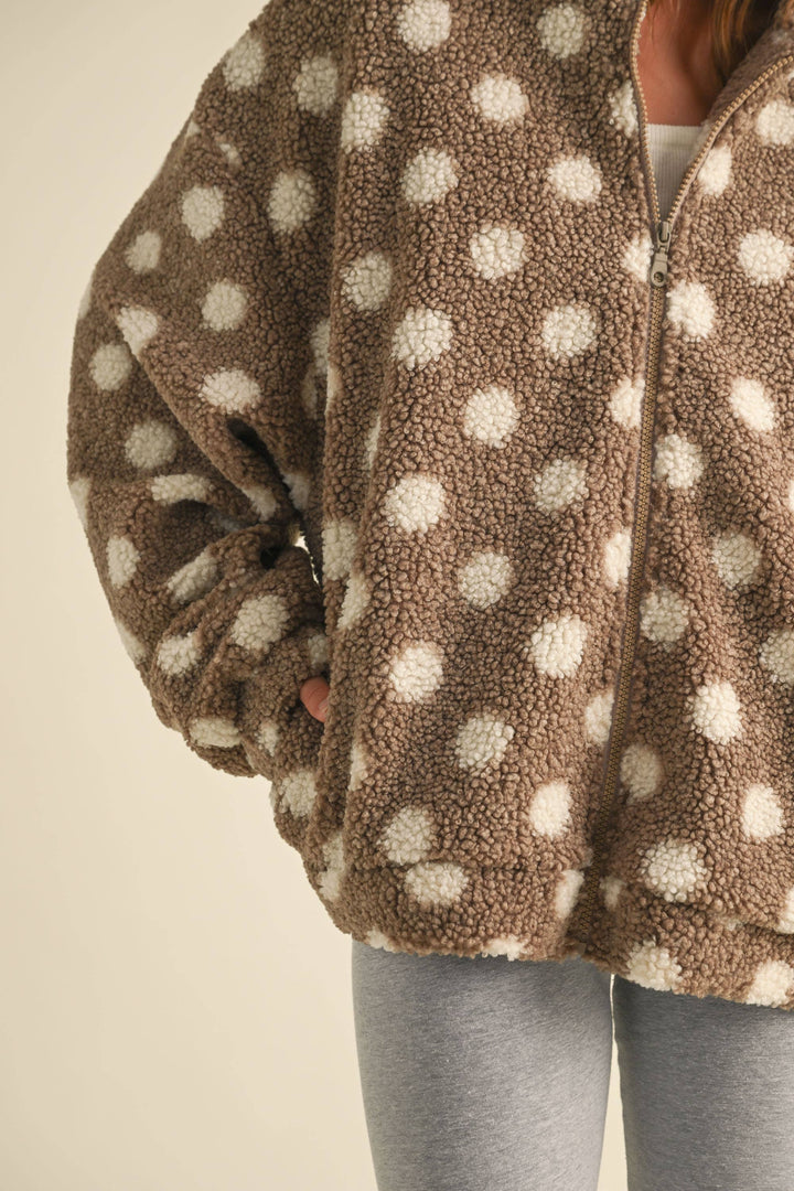 Polka Dot Teddy Bear Zipper Jacket