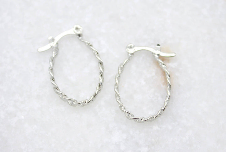 18K Gold Filled 3mm Oval Curb Cuban Designed Hoops Lever Back Hoop