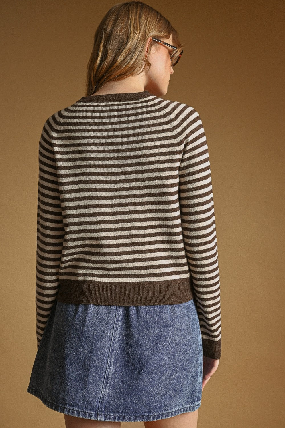 Striped Round Neck Sweater Top