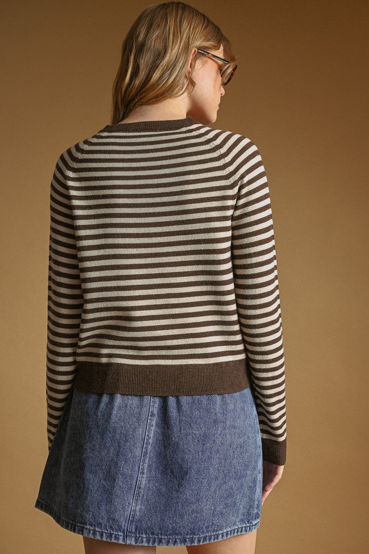 Striped Round Neck Sweater Top