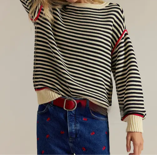 Striped Crewneck Knit Sweater