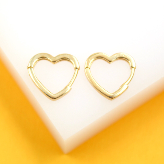 18K Gold Filled Heart Hoop Earrings
