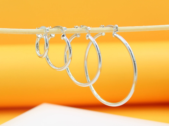 Thin Latch Back Hoop Earrings