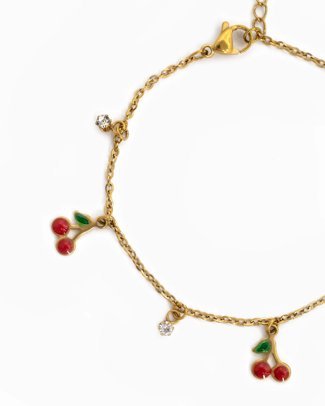 Stainless Fruit Cherry Stone Station Bracelet