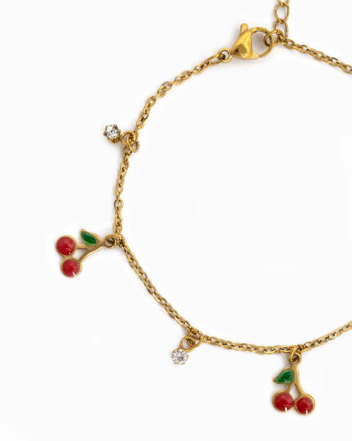 Stainless Fruit Cherry Stone Station Bracelet
