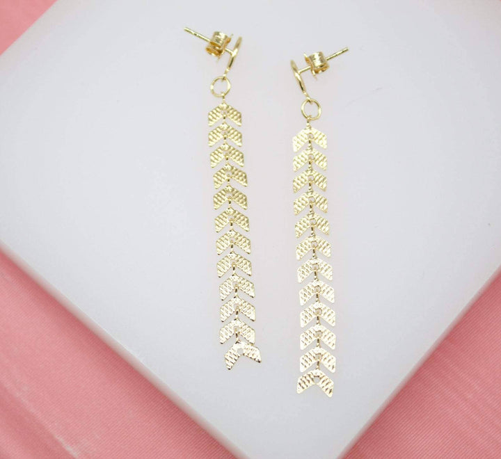 18K Gold Filled Arrow UP Dangle Drop Long Earrings