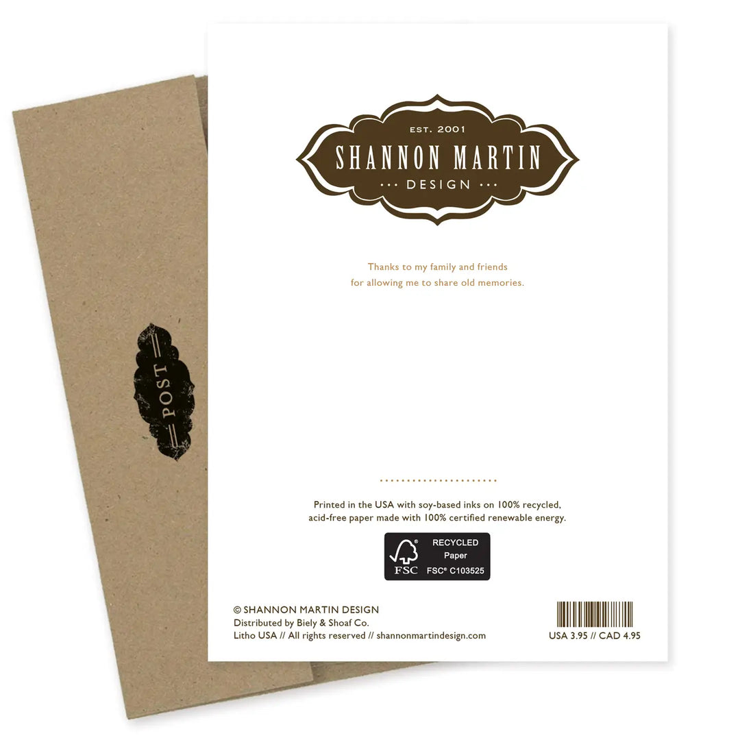 Shannon Martin Design greeting card with kraft envelope on white background