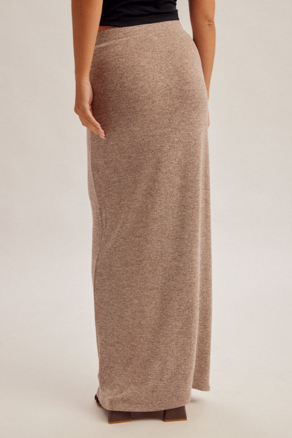Elastic Waistband Midi Knit Skirt