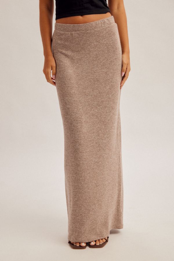 Elastic Waistband Midi Knit Skirt