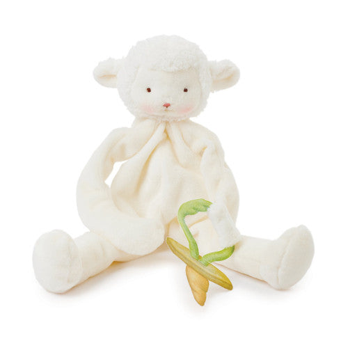 Cream colored lamb lovey with banana teether by Bunnies by the Bay
