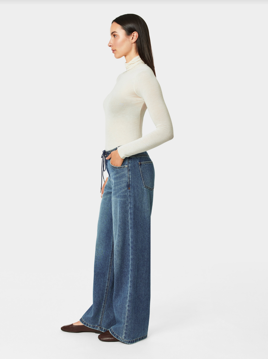 Lia Drawstring Wide Leg Jeans
