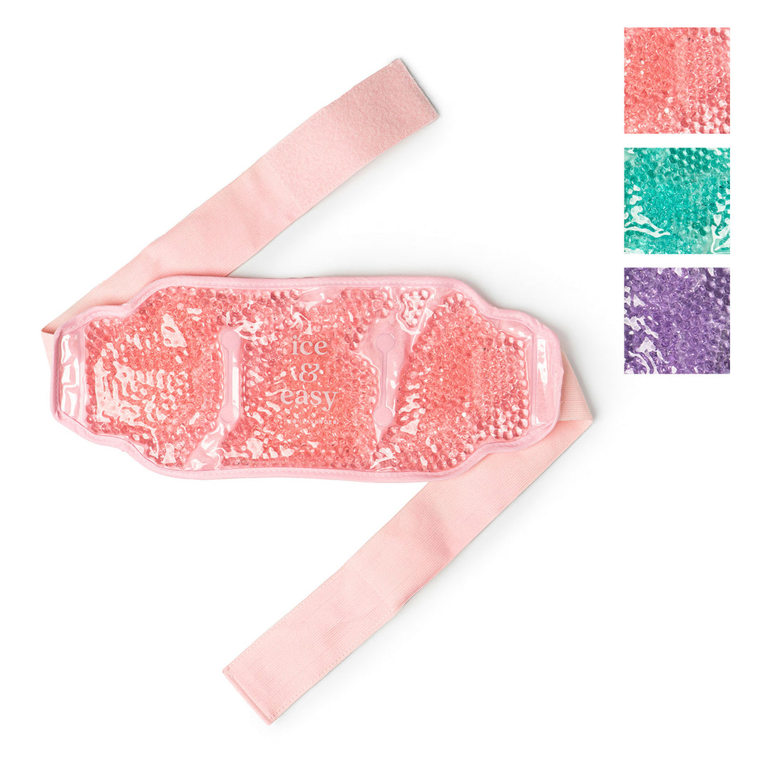 Pink hot cold therapy body wrap with gel beads and adjustable straps