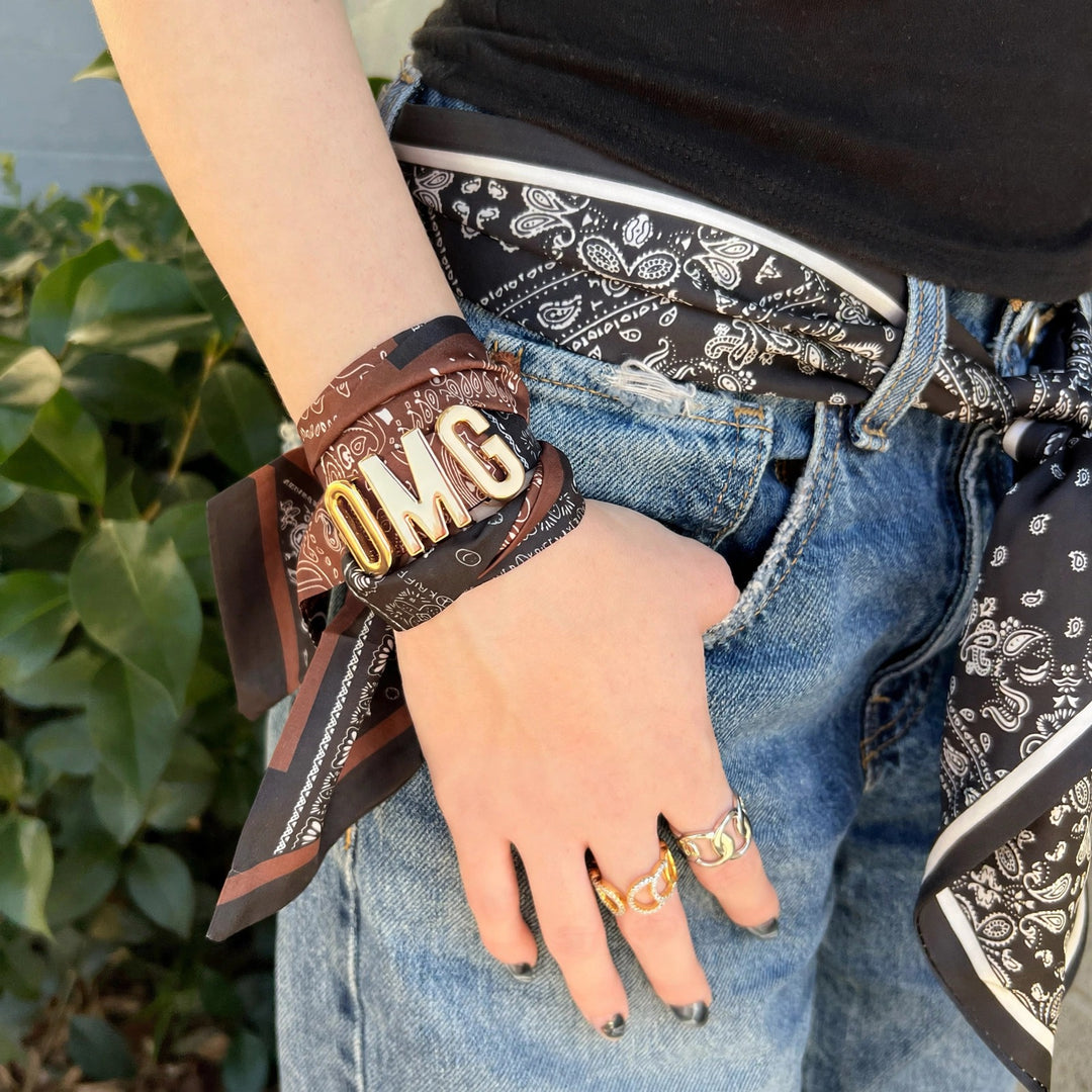 Magnetic extender worn with bandana scarf