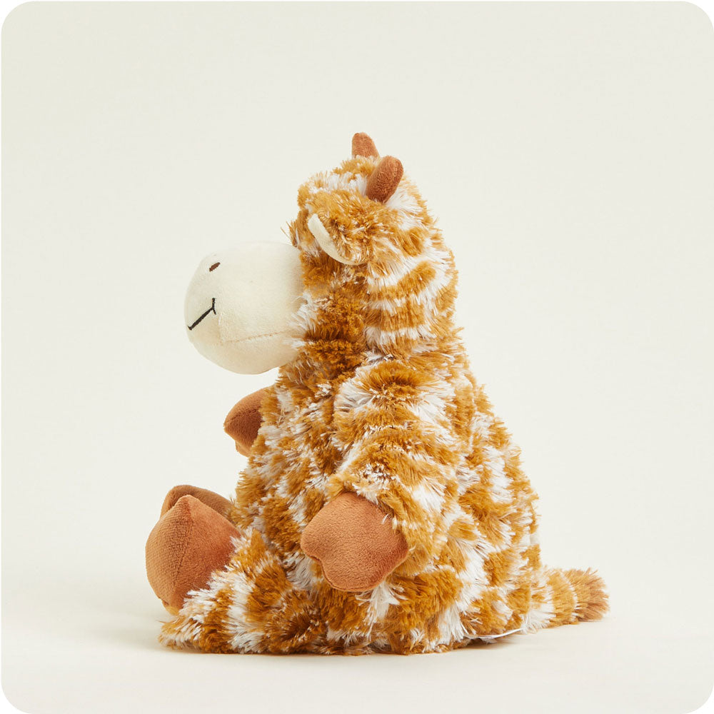 Warmies plush giraffe stuffed animal with orange and cream spotted pattern