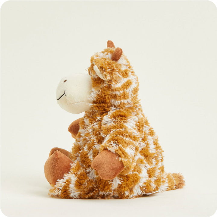 Warmies plush giraffe stuffed animal with orange and cream spotted pattern
