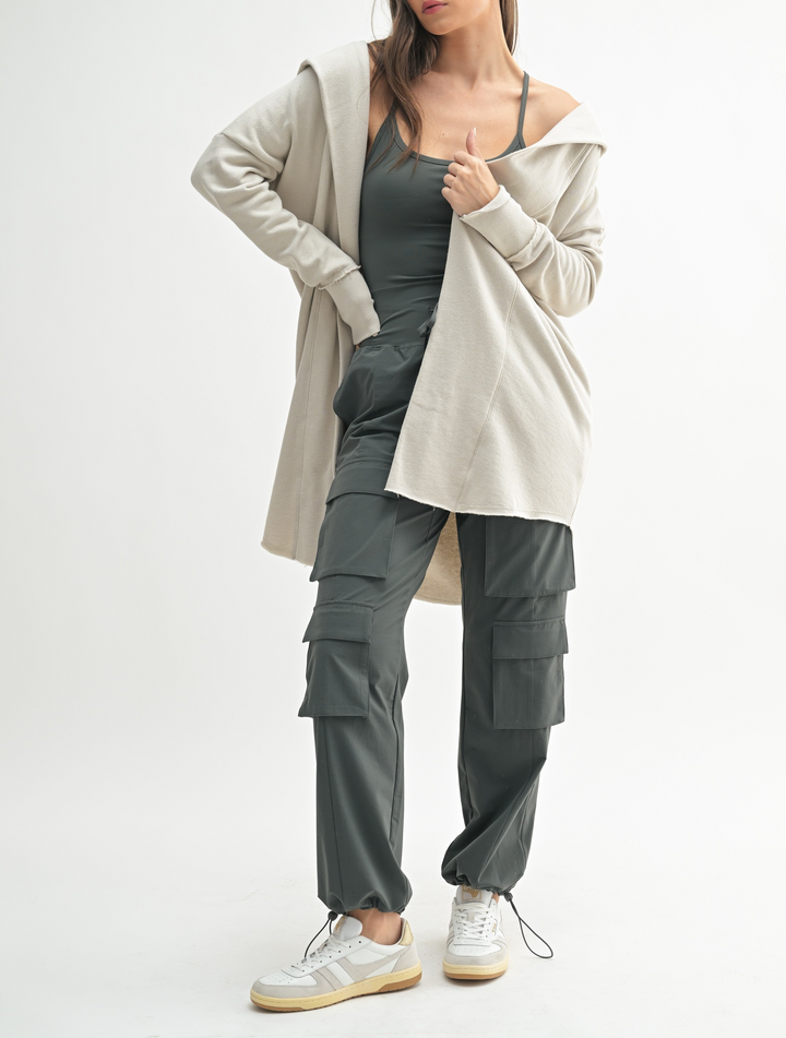 Open Front Longline Hoodie Cardigan