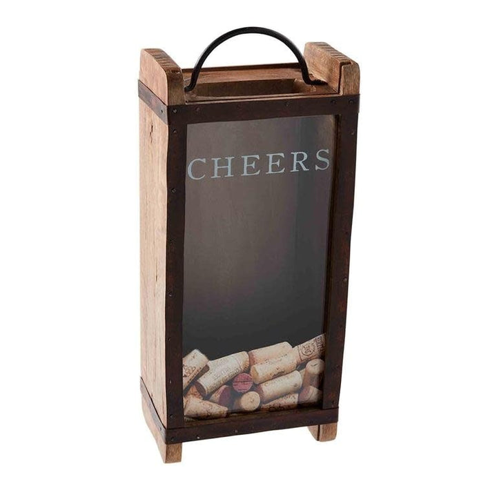 Wooden cork display box with clear acrylic front panel and &