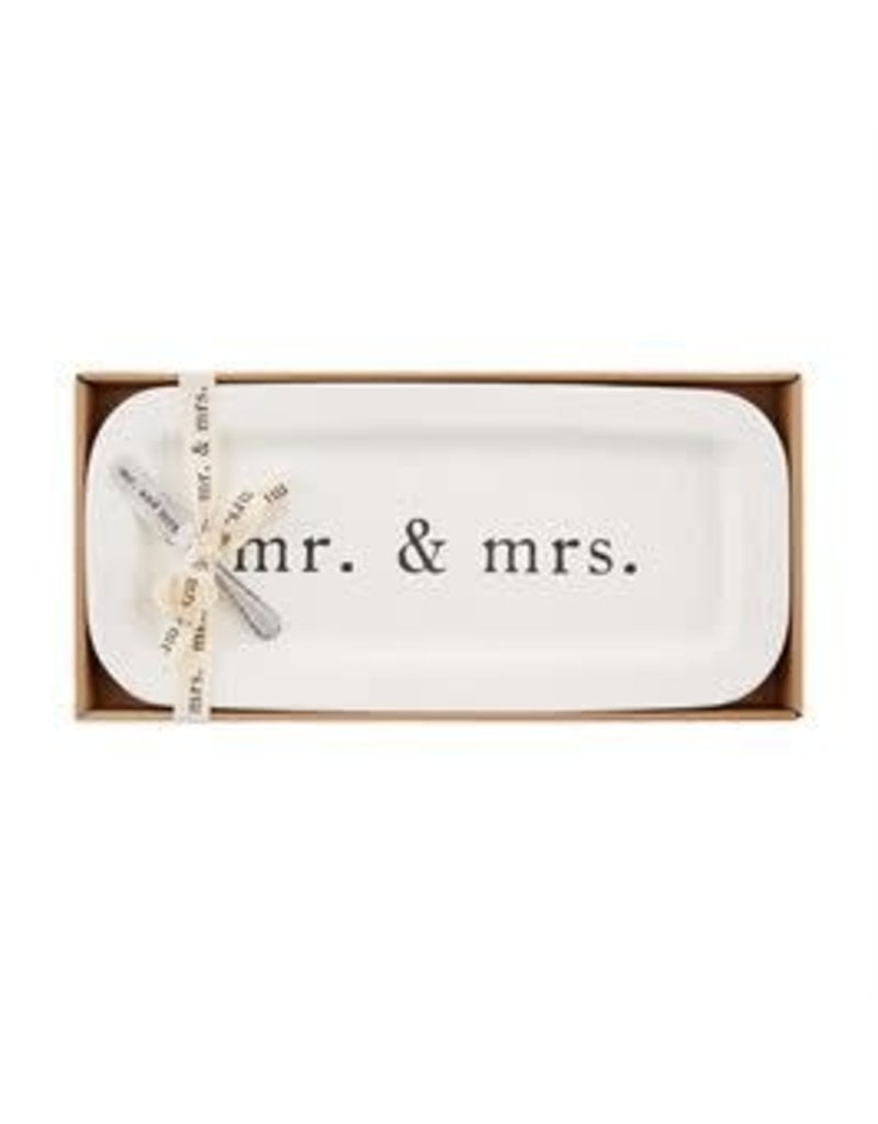 White ceramic rectangular hostess tray with &