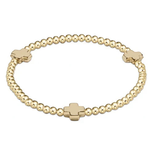 Egirl Signature Cross Gold Bead Bracelet - Gold