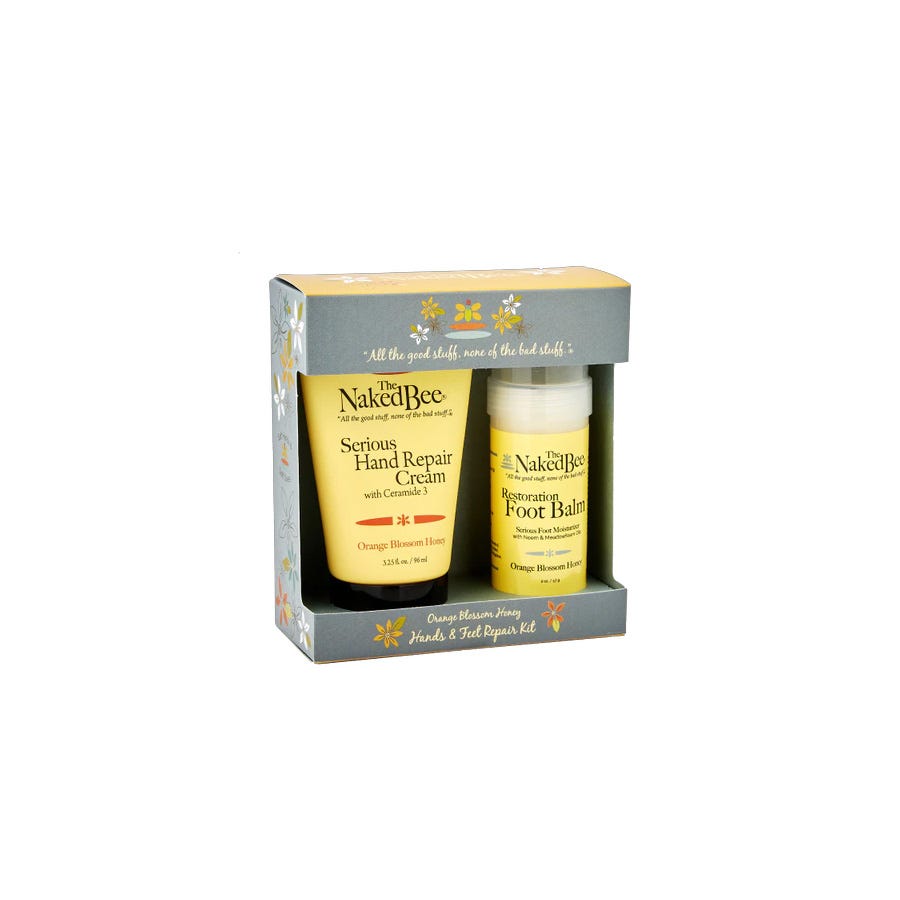 The Naked Bee Orange Blossom Honey hand repair cream and foot balm gift set