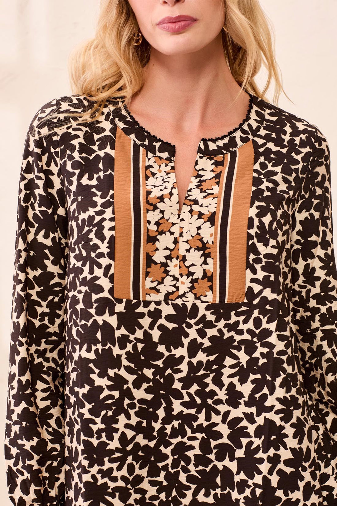 Long Sleeve Dress with Border Print