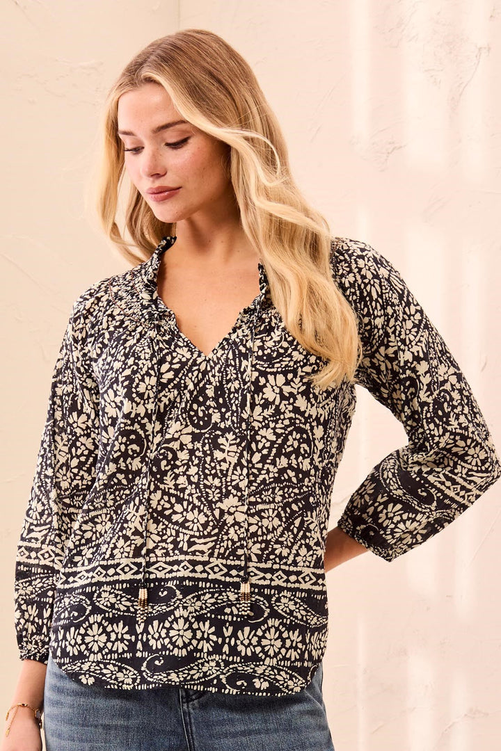 Blouse with Fancy Embroidery and Tassel