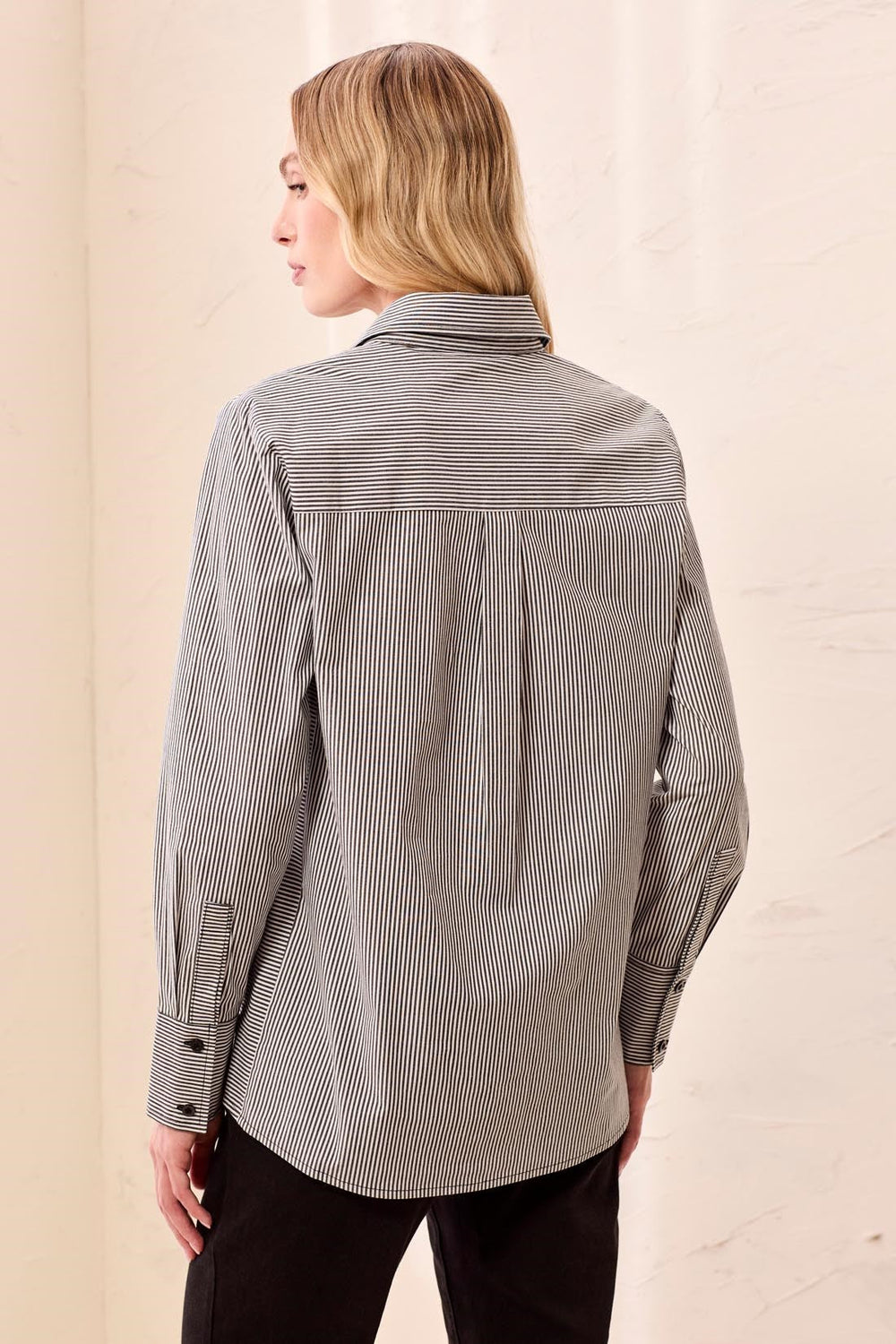 Long Sleeve Button Front Shirt with Side Panels