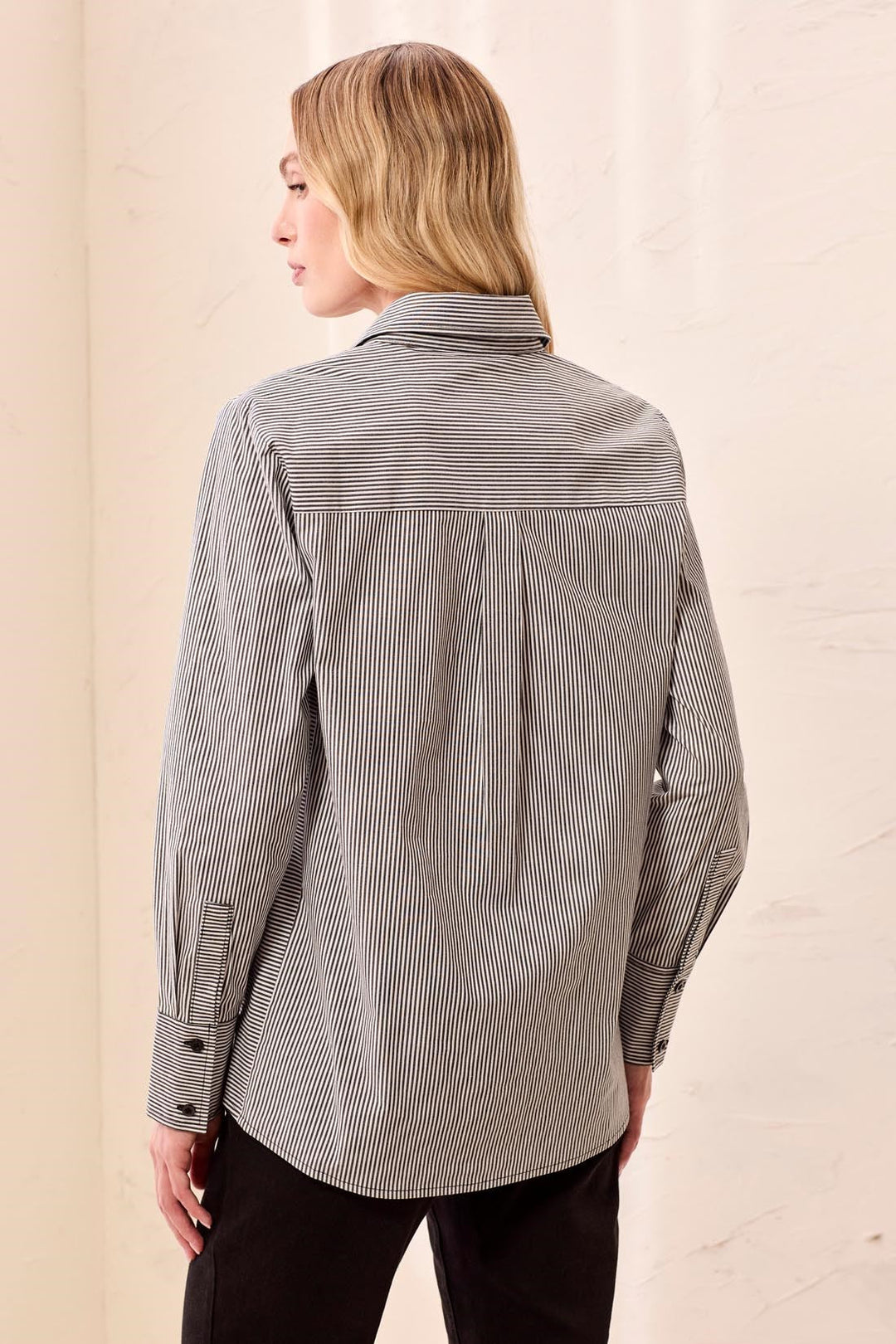Long Sleeve Button Front Shirt with Side Panels