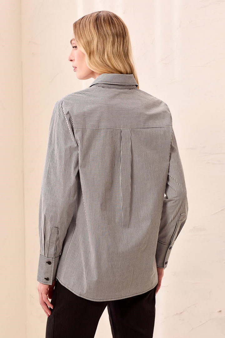 Long Sleeve Button Front Shirt with Side Panels