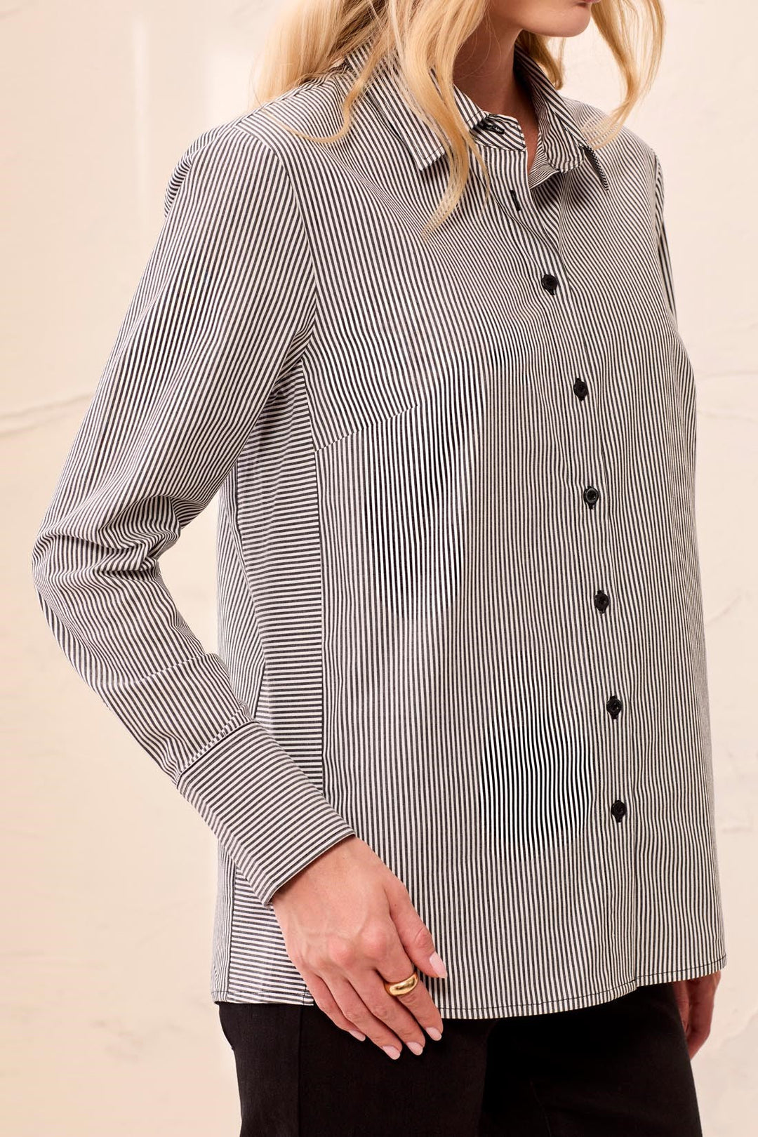 Long Sleeve Button Front Shirt with Side Panels