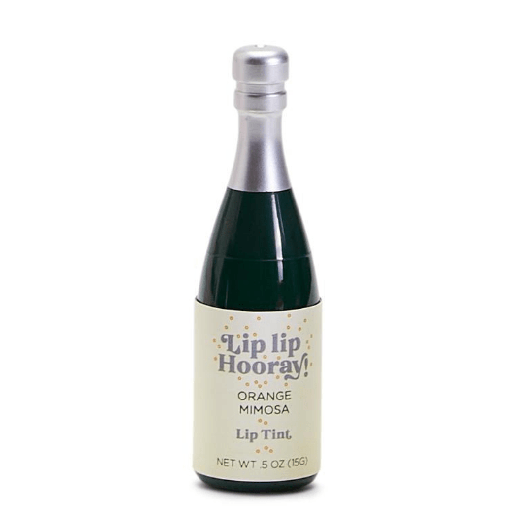 Lip Lip Hooray champagne bottle shaped lip tint in Orange Mimosa flavor