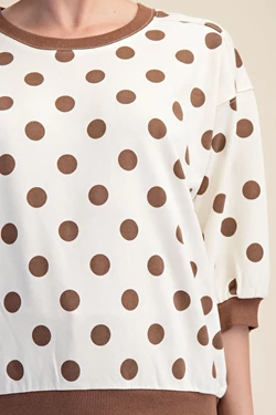 Bubble Sleeve Polka Dot Top