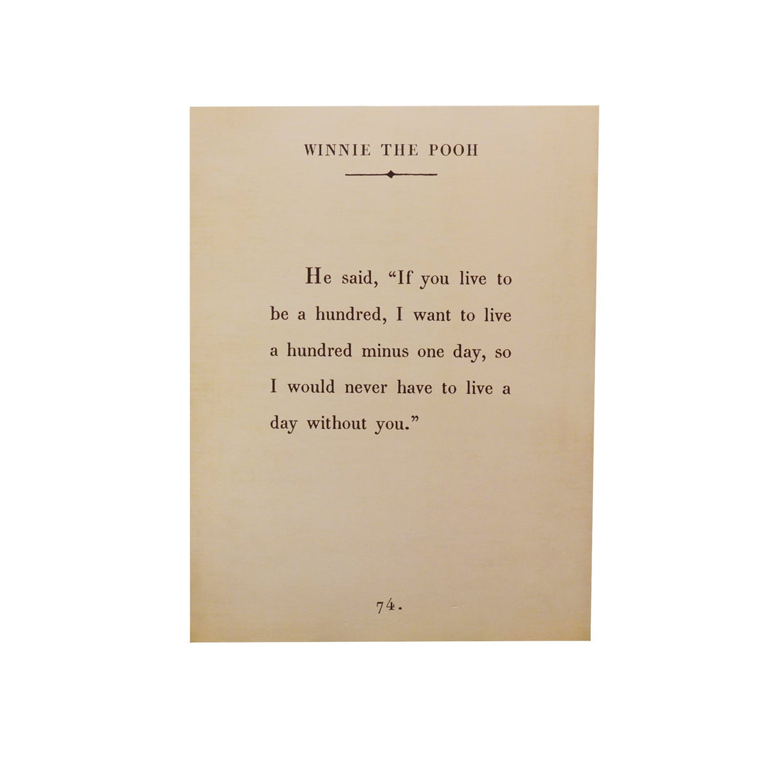 Sugarboo Winnie the Pooh Book Collection Art Poster with classic quote on cream background
