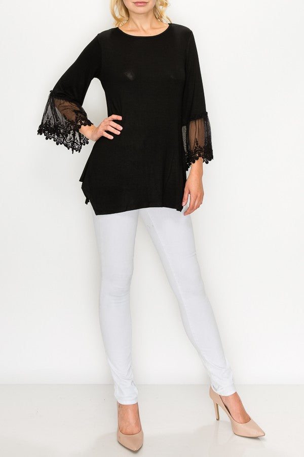 lace trimmed sleeve tunic