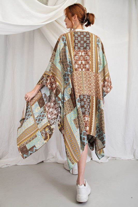 colorfully patterned kimono