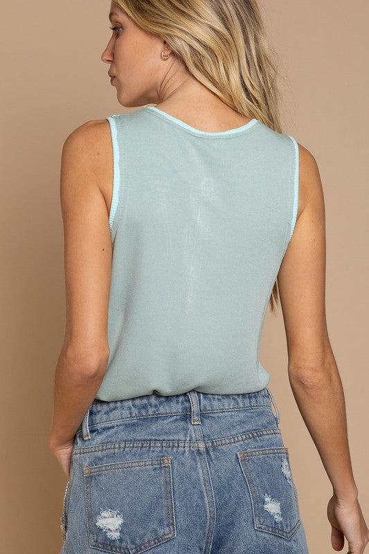lace edge henley tank