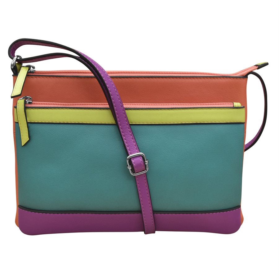 douple zip colorblock crossbody