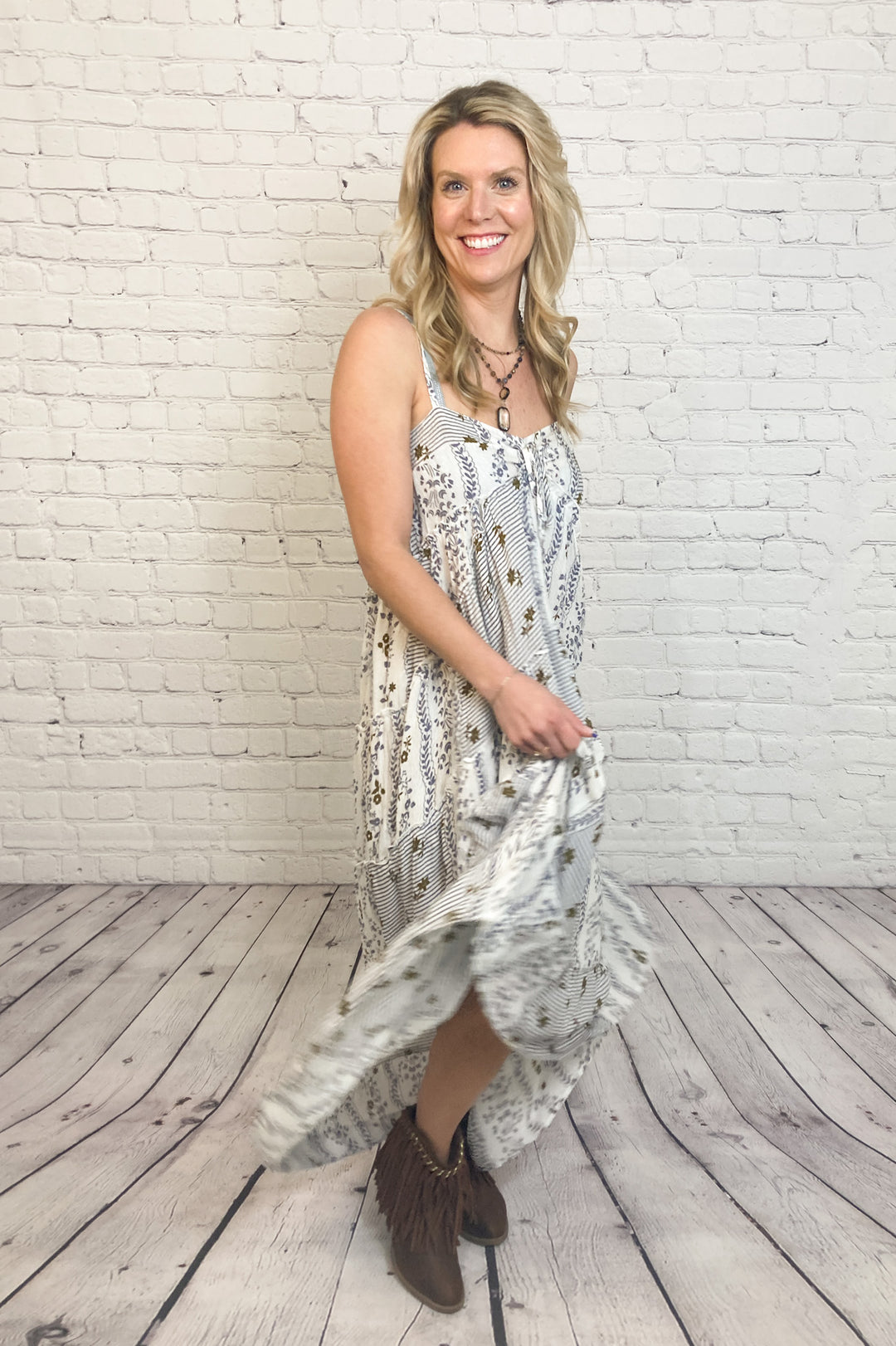 texture dot maxi dress